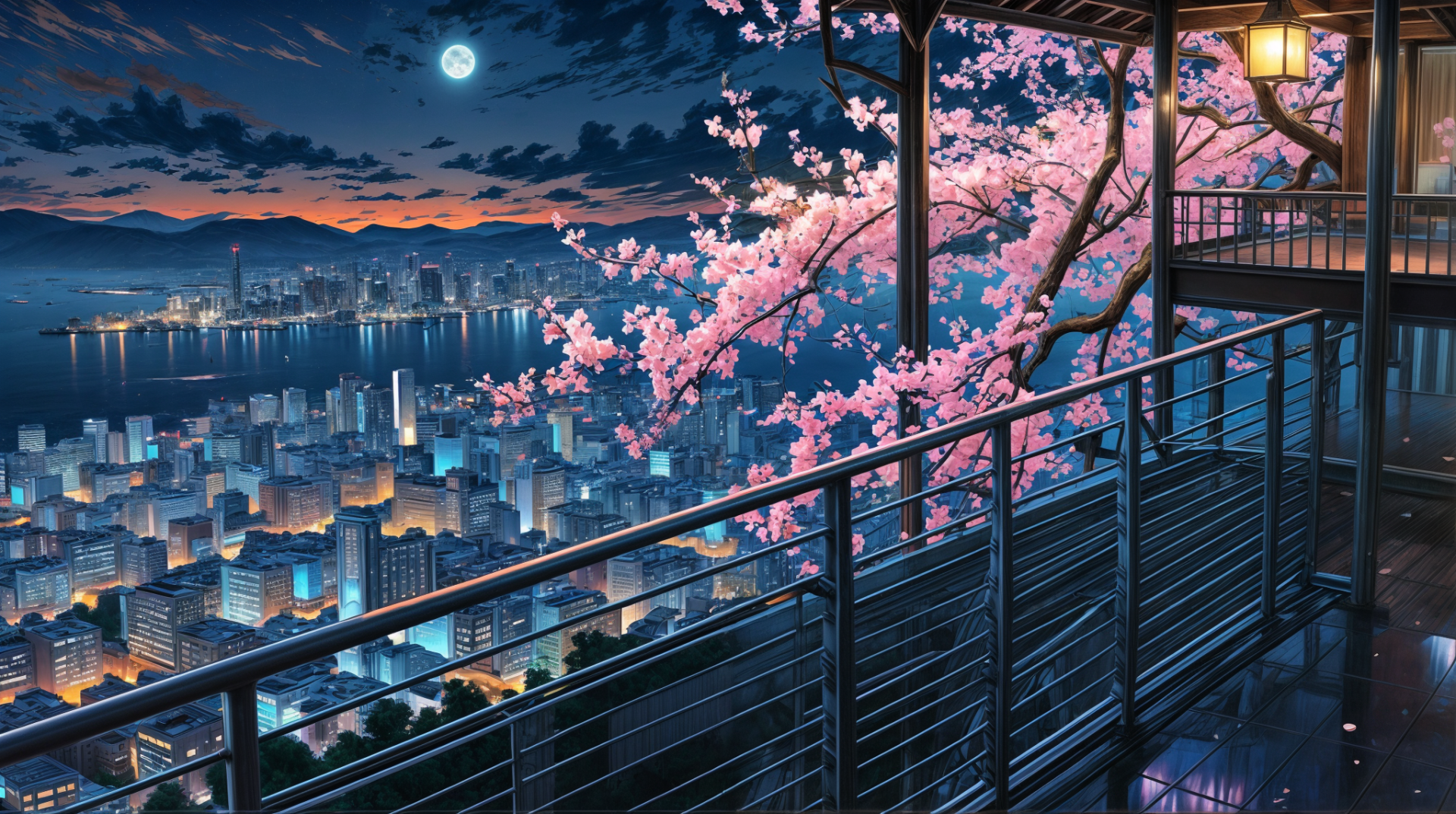 Anime City With Night View Ultra HDR Wallpaper By Neuro21