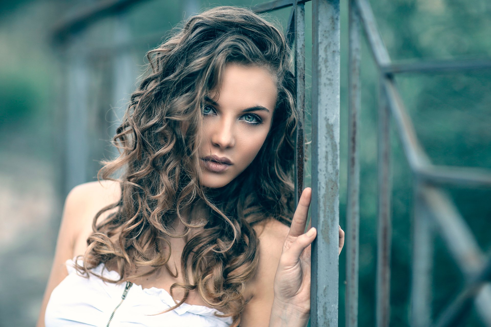 Brunette Beauty With Blue Eyes Hd Wallpaper By Alessandro Di Cicco