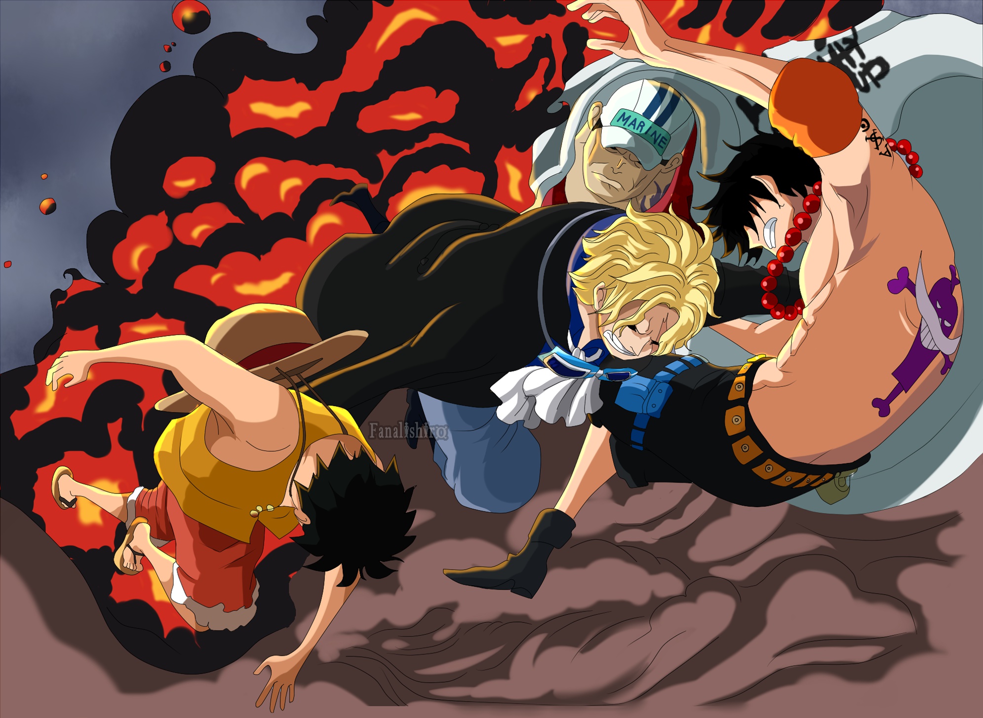 Monkey D Luffy One Piece Two Years Later Portgas D Ace Sabo HD One Piece  Wallpapers  HD Wallpapers  ID 90605