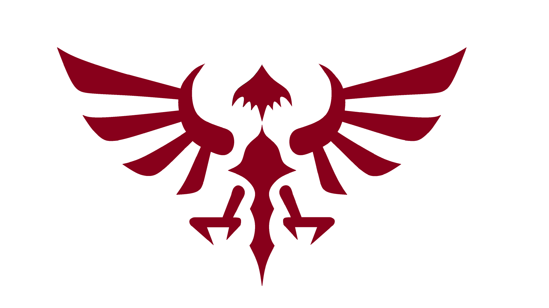 4K Ultra HD desktop wallpaper featuring the red Hylian Crest symbol from The Legend of Zelda video game series on a black background.