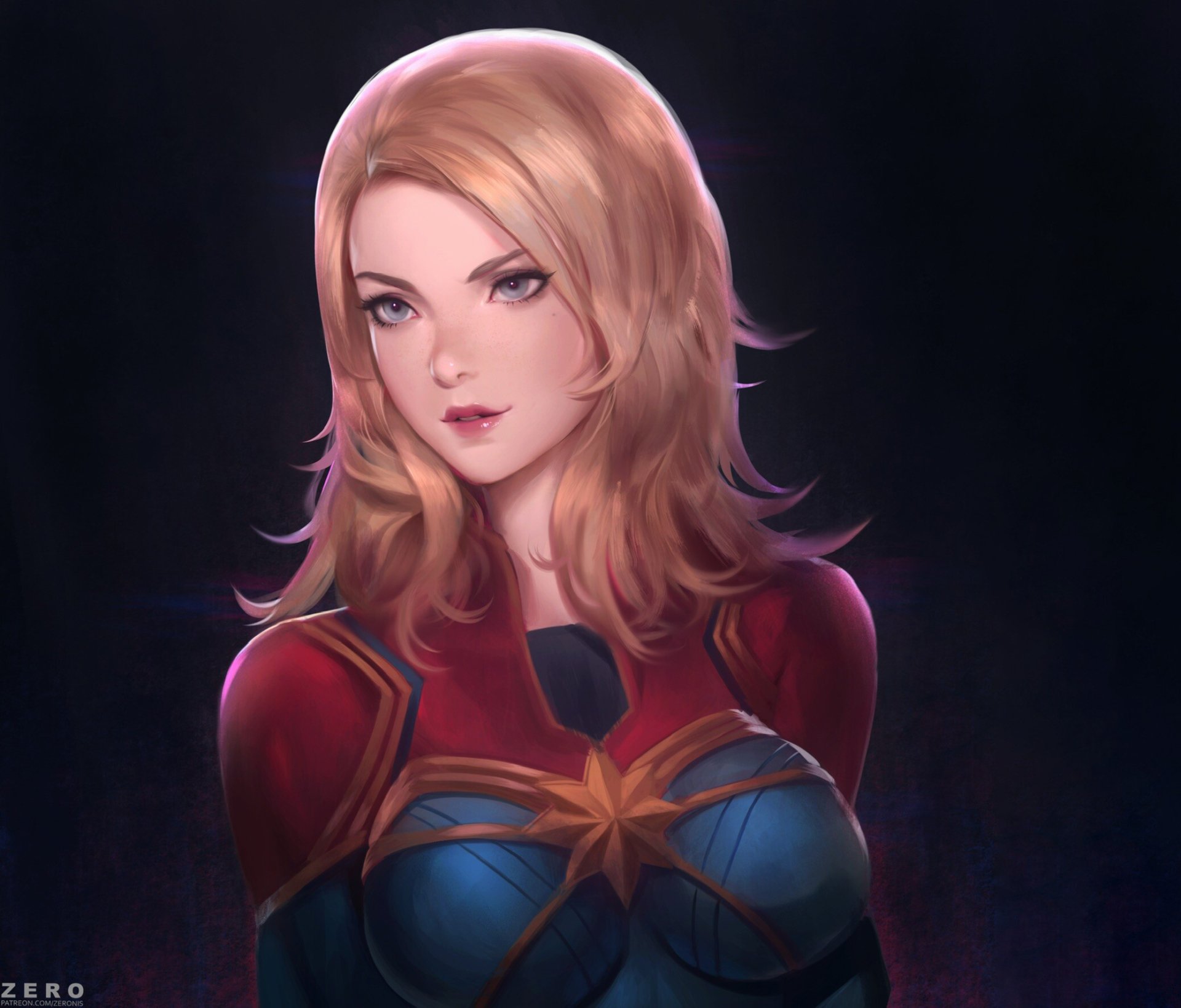 Download Blue Eyes Blonde Movie Captain Marvel HD Wallpaper by Zeronis