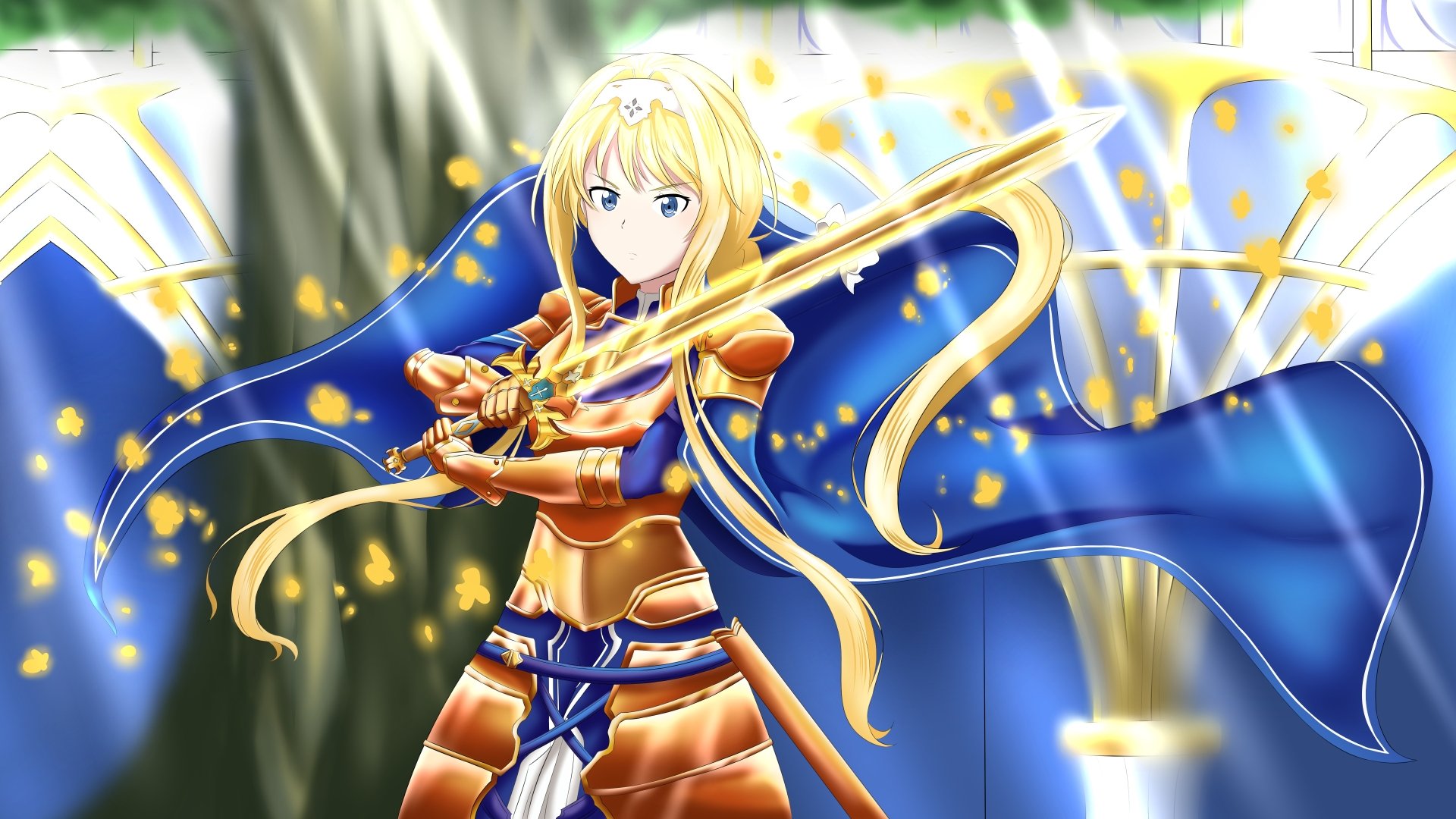 Download Armor Sword Blue Eyes Blonde Alice Zuberg Anime Sword Art Online:  Alicization 4k Ultra HD Wallpaper by black_yu