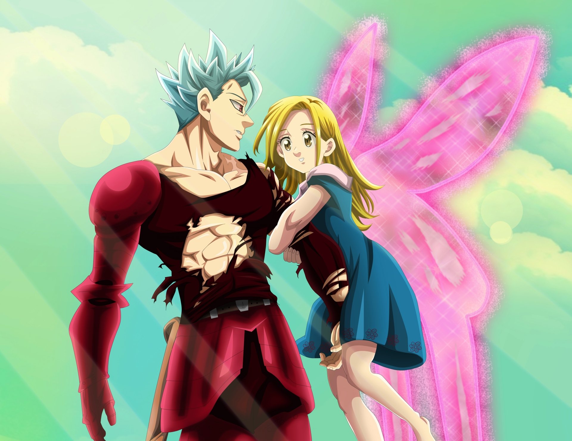 RIVYOS The Seven Deadly Sins Anime Ban And Elaine Wings Red Eyes