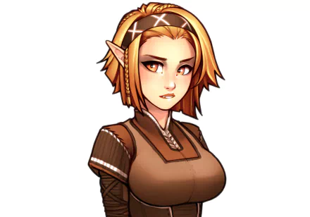 short hair blonde pointed ears yellow eyes fantasy elf HD Desktop Wallpaper | Background Image