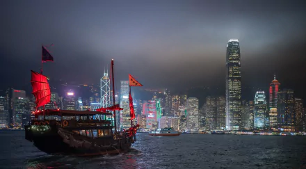  The Aqua Luna, is a Chinese Junk operating in Victoria Harbour, Hong Kong