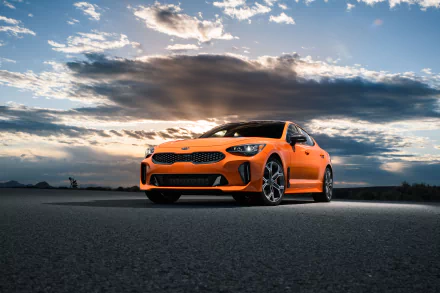 orange car car Kia Kia Stinger vehicle Kia Stinger GTS HD Desktop Wallpaper | Background Image