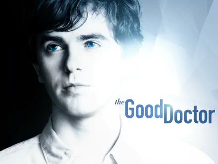 HD wallpaper featuring a portrait of an actor from The Good Doctor series with the show's logo.