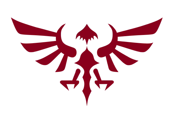 4K Ultra HD desktop wallpaper featuring the red Hylian Crest symbol from The Legend of Zelda video game series on a black background.