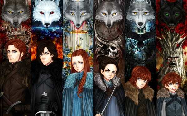 Fantasy A Song Of Ice And Fire Robb Stark Jon Snow Sansa Stark Arya Stark Rickon Stark HD Wallpaper | Background Image