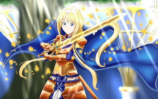 Anime Sword Art Online: Alicization Sword Art Online Alice Zuberg Blonde Blue Eyes Sword Armor HD Wallpaper | Background Image
