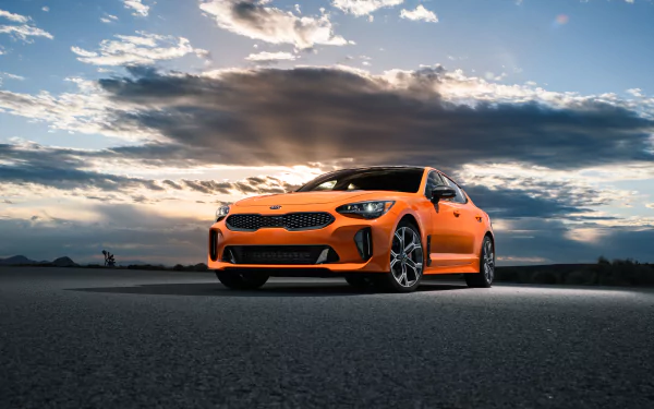 orange car car Kia Kia Stinger vehicle Kia Stinger GTS HD Desktop Wallpaper | Background Image