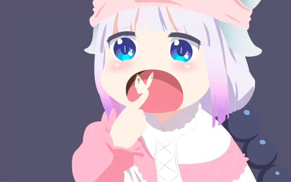 Kanna Kamui from Miss Kobayashi's Dragon Maid is depicted in vivid anime style, featured in an 8K Ultra HD PC desktop wallpaper and background.