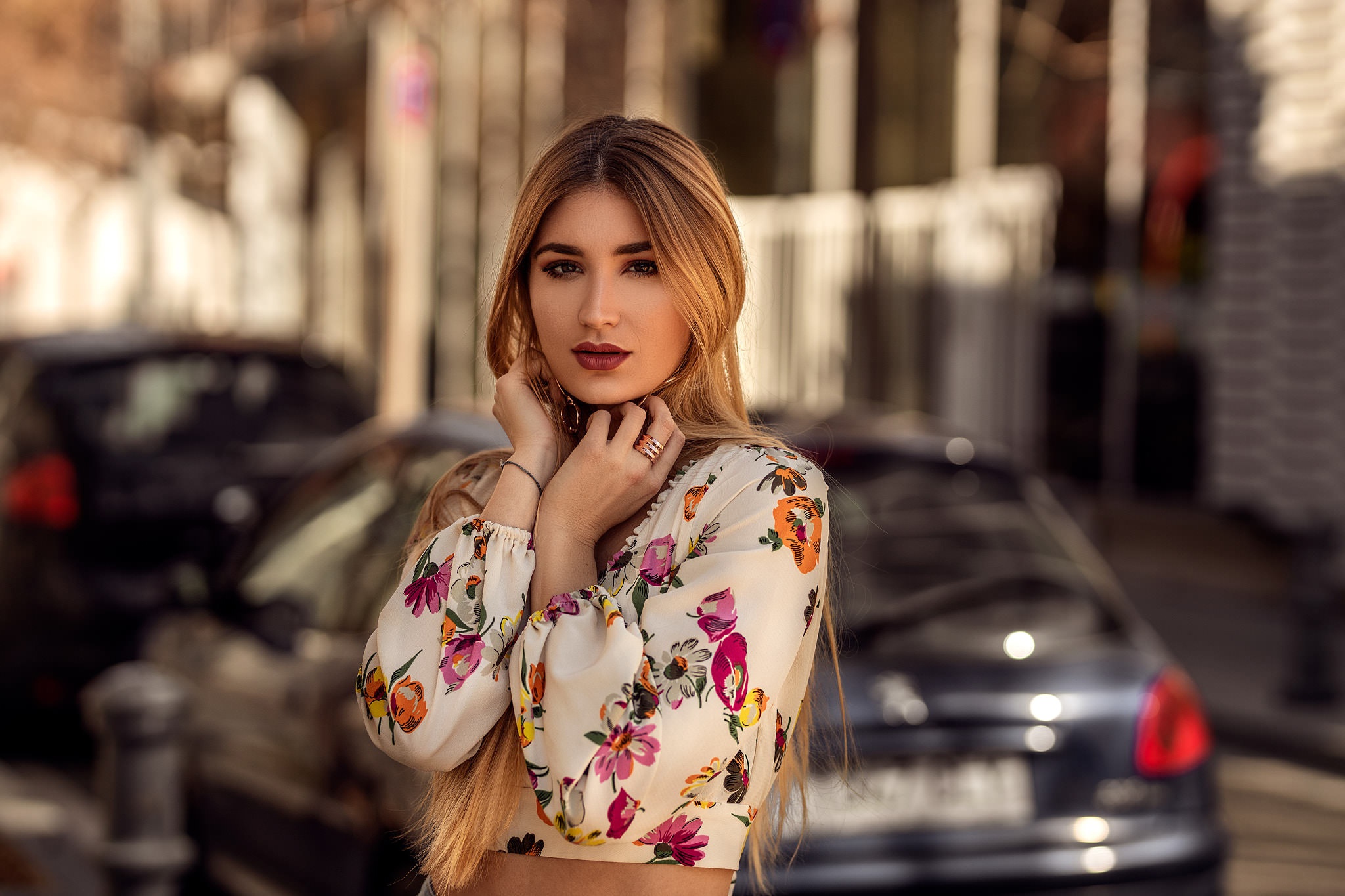 Download Depth Of Field Lipstick Long Hair Blonde Woman Model HD Wallpaper