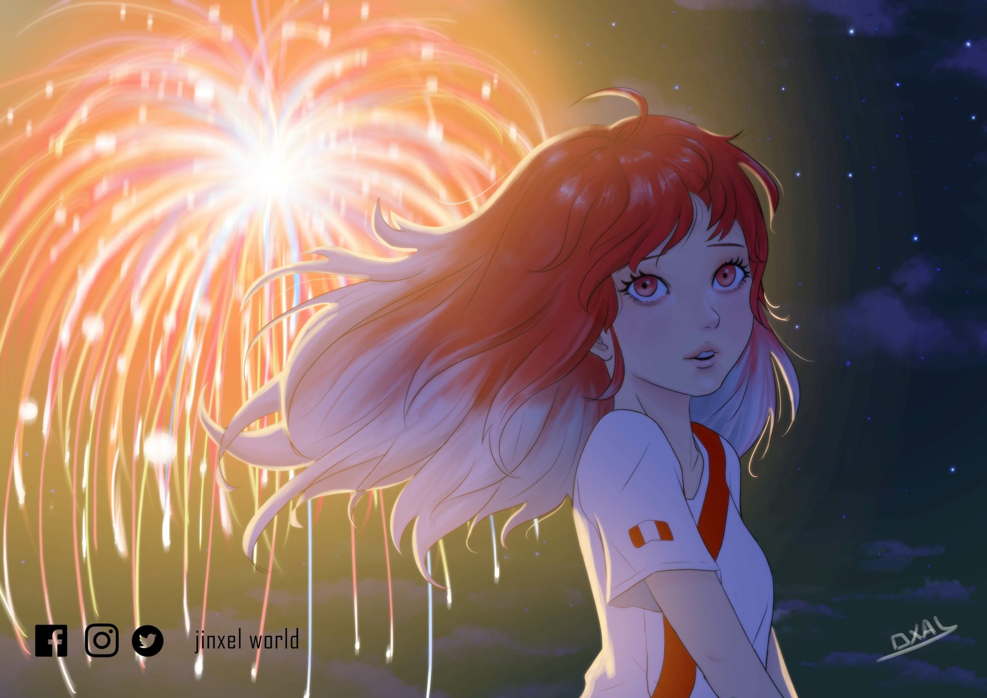 Download Orange Hair Anime Original HD Wallpaper by JXH 33