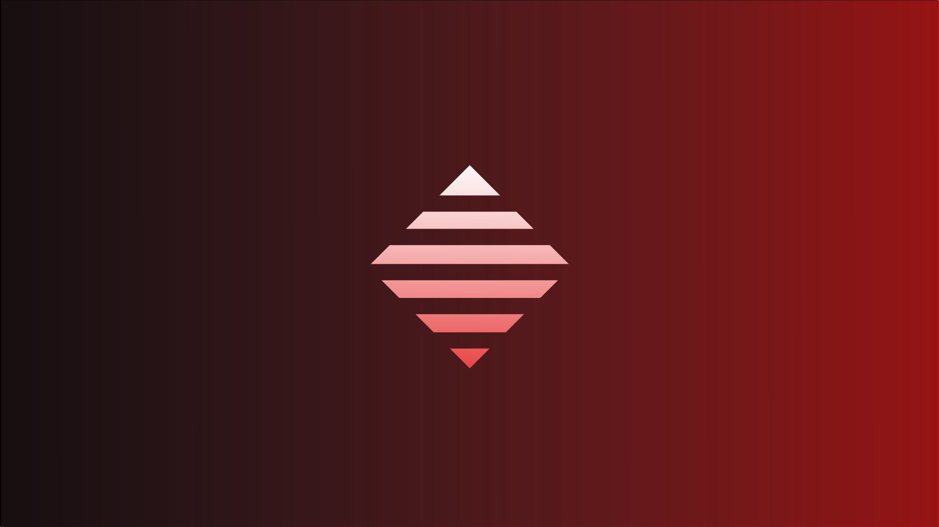 Abstract red square design with horizontal stripes centered on a deep red gradient background, presented in 8K Ultra HD for PC desktop wallpaper.