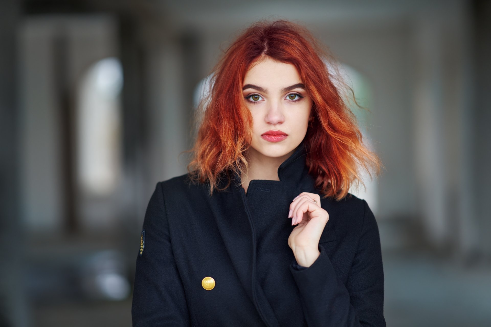 Download Depth Of Field Green Eyes Redhead Woman Model 8k Ultra HD