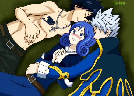 Lyon Vastia Juvia Lockser Gray Fullbuster white hair black hair blue hair Anime Fairy Tail HD Desktop Wallpaper | Background Image