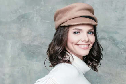 hat smile blue eyes brunette Russian actress woman Elizaveta Boyarskaya HD Desktop Wallpaper | Background Image