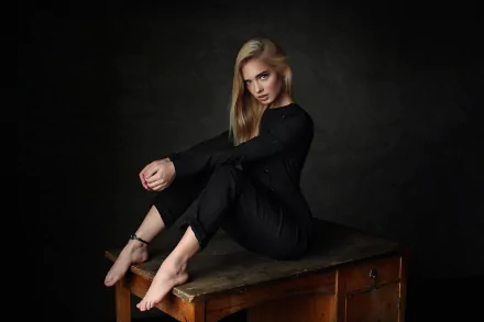 blonde barefoot woman model HD Desktop Wallpaper | Background Image