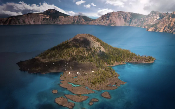 nature Oregon island lake Wizard Island Crater Lake HD Desktop Wallpaper | Background Image