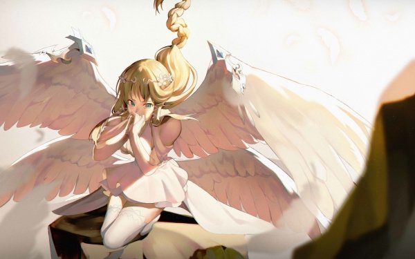 Video Game King's Raid Blue Eyes Blonde Braid Wings Fantasy HD Wallpaper | Background Image