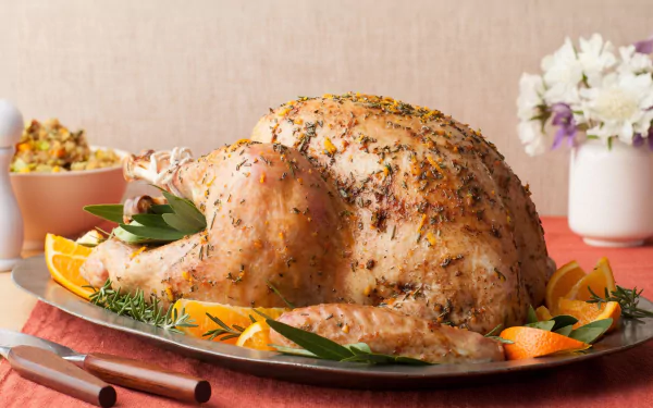 plate orange (Fruit) roast food chicken HD Desktop Wallpaper | Background Image