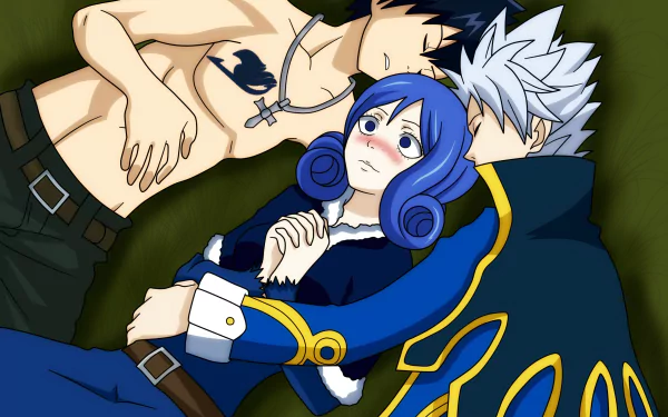 Lyon Vastia Juvia Lockser Gray Fullbuster white hair black hair blue hair Anime Fairy Tail HD Desktop Wallpaper | Background Image