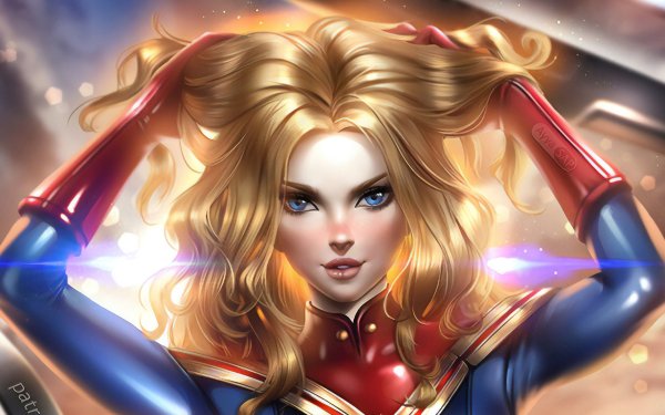Comics Captain Marvel Blonde Blue Eyes HD Wallpaper | Background Image