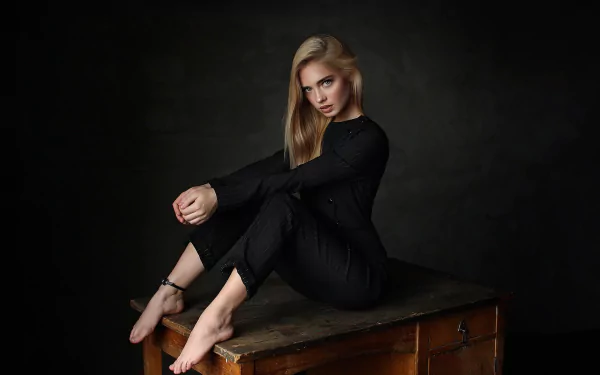 blonde barefoot woman model HD Desktop Wallpaper | Background Image