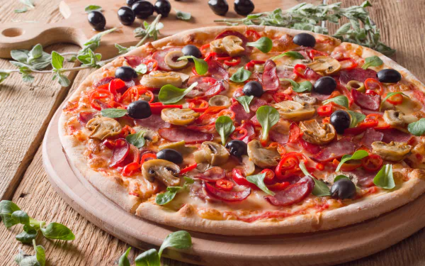 still life olive food pizza HD Desktop Wallpaper | Background Image