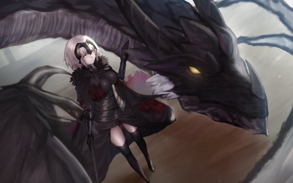 Anime Fate/Grand Order Fate Series Jeanne d'Arc Alter Avenger Dragon Short Hair Yellow Eyes HD Wallpaper | Background Image