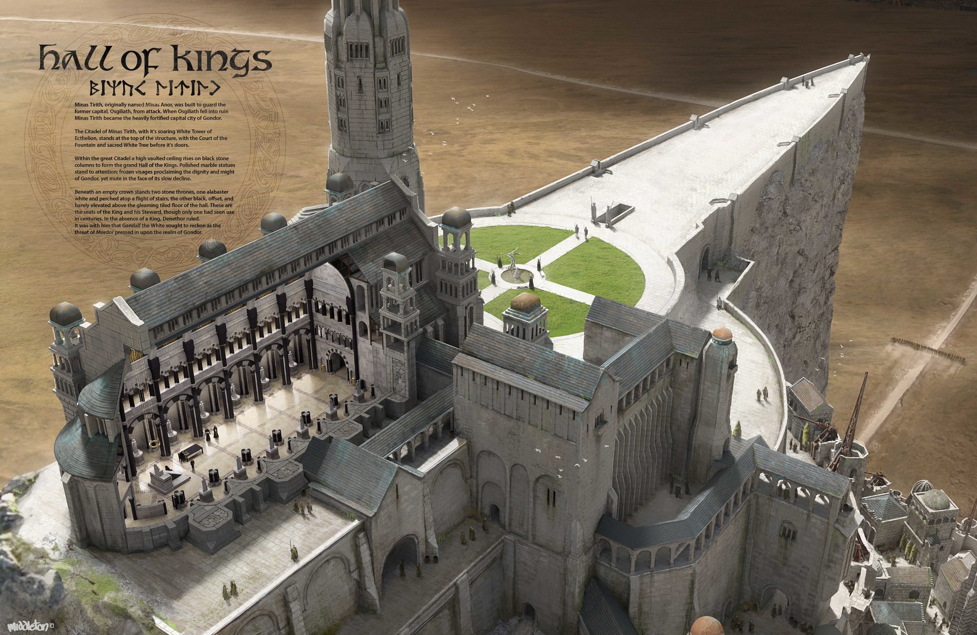 Lord of the Rings - Minas Tirith Hall of Kings Cross Section by