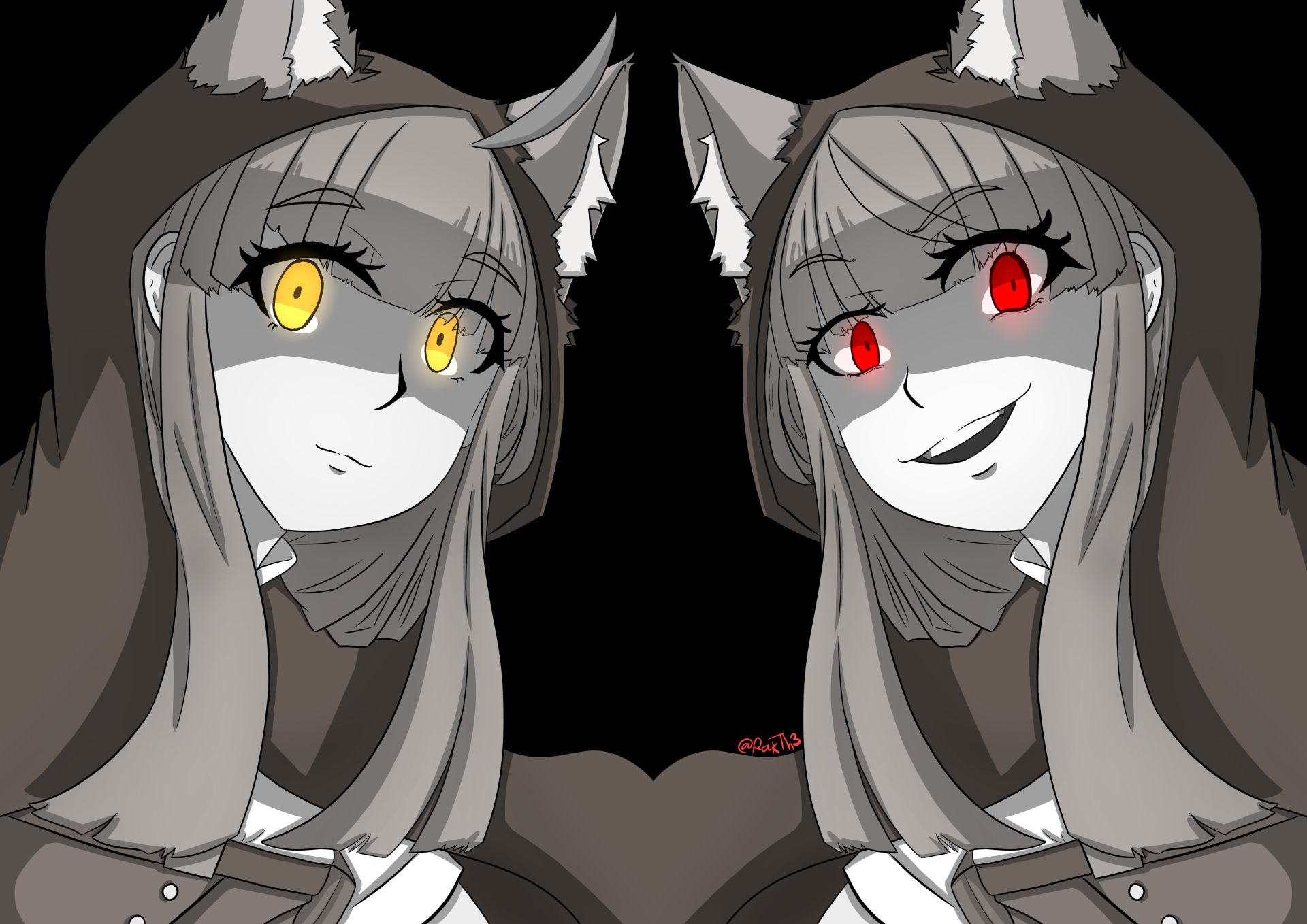 Download Cat Girl Yellow Eyes Red Eyes Anime Original 4k Ultra HD Wallpaper by RakTh