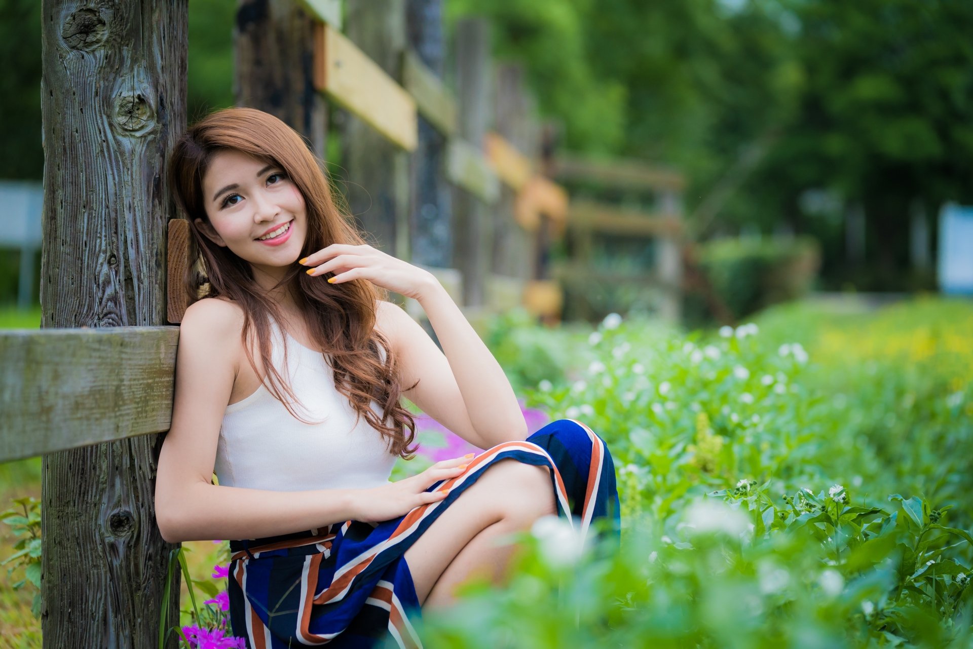 Download Brunette Smile Long Hair Model Depth Of Field Woman Asian 4k 