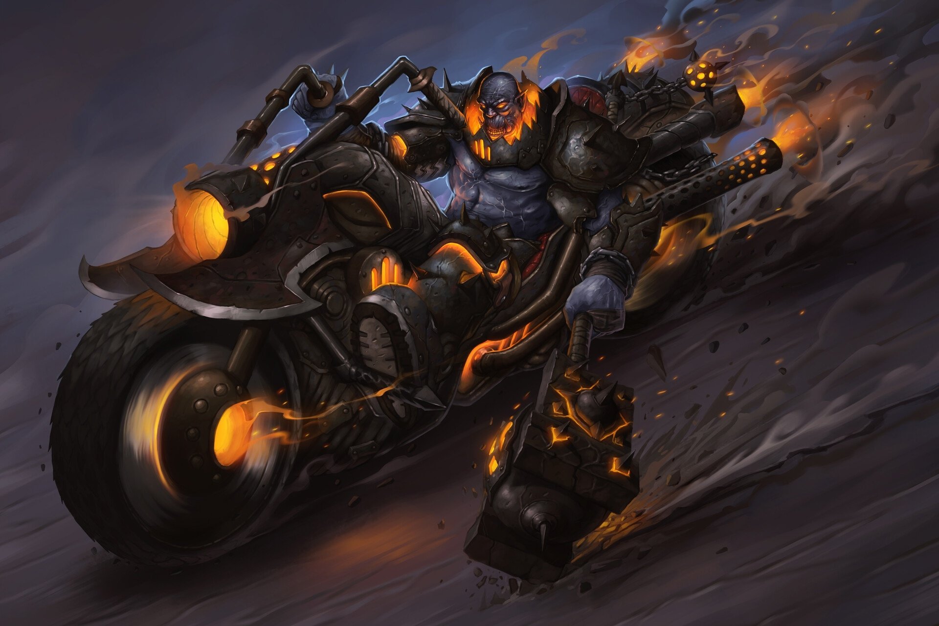 Download Hammer Motorcycle Fantasy Orc HD Wallpaper by Botos Vlad