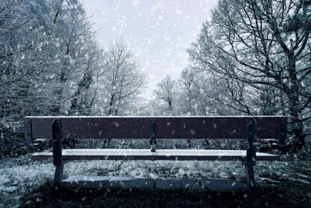 snowfall man made bench HD Desktop Wallpaper | Background Image