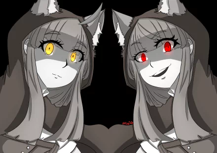 cat girl yellow eyes red eyes Anime Original HD Desktop Wallpaper | Background Image