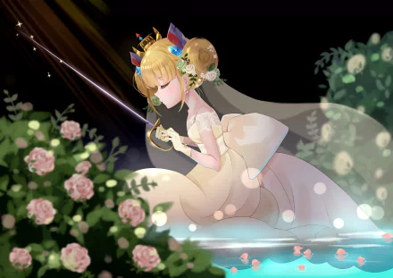 Free French Naval Forces flower Le Triomphant (Azur Lane) rapier blonde Anime Azur Lane HD Desktop Wallpaper | Background Image