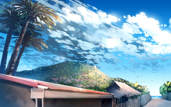 Anime Original Path Sky Tree Hill HD Wallpaper | Background Image
