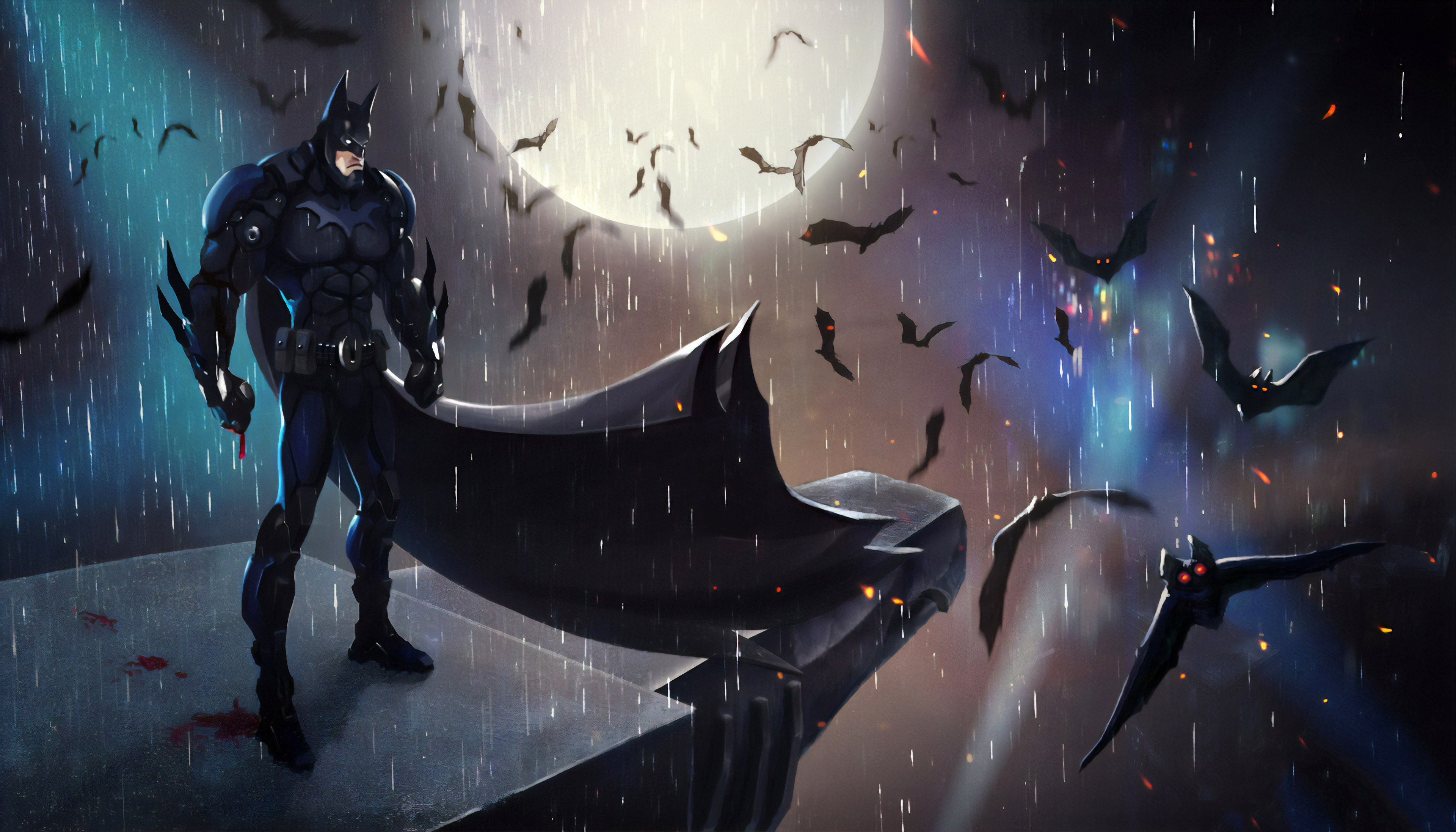 Batman with Bats & Moon Comics Wallpapers - Batman Wallpapers