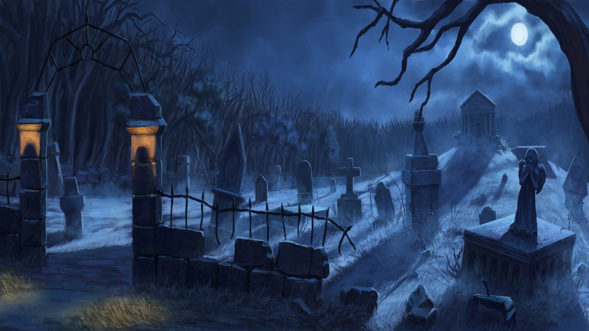 Dark Cemetery HD Wallpaper | Background Image