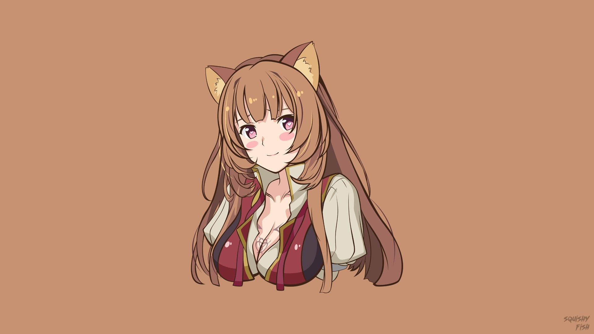 HD desktop wallpaper featuring Raphtalia from the anime The Rising of the Shield Hero. The image shows her with a neutral background, highlighting her detailed character design.