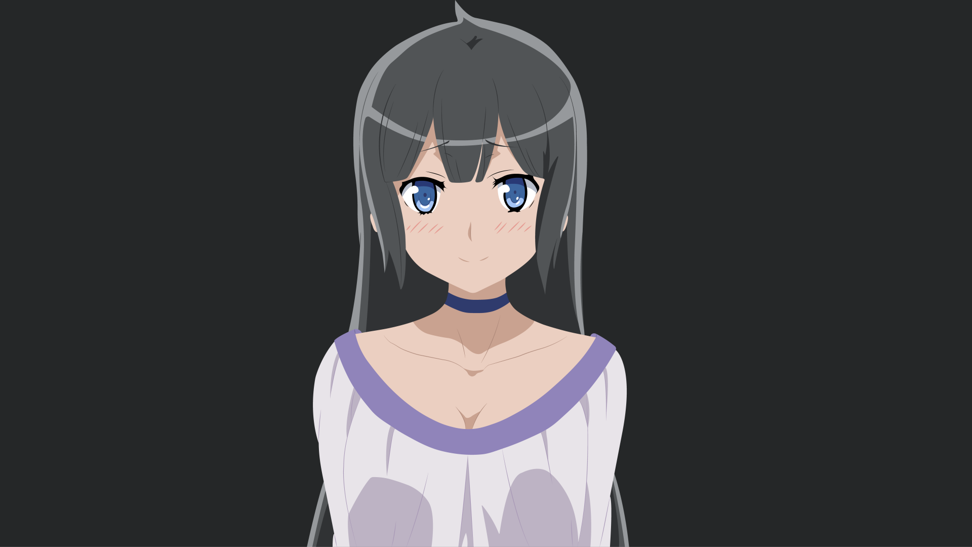 Hestia (DanMachi) — Is It Wrong to Try to Pick Up Girls in a Dungeon? anime 8K Ultra HD PC wallpaper: frontal portrait, long dark hair, blue eyes, white dress, choker.