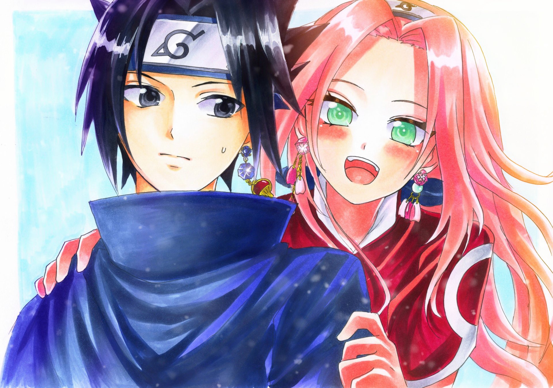 Download Sakura Haruno Sasuke Uchiha Anime Naruto  HD Wallpaper by 茄子也
