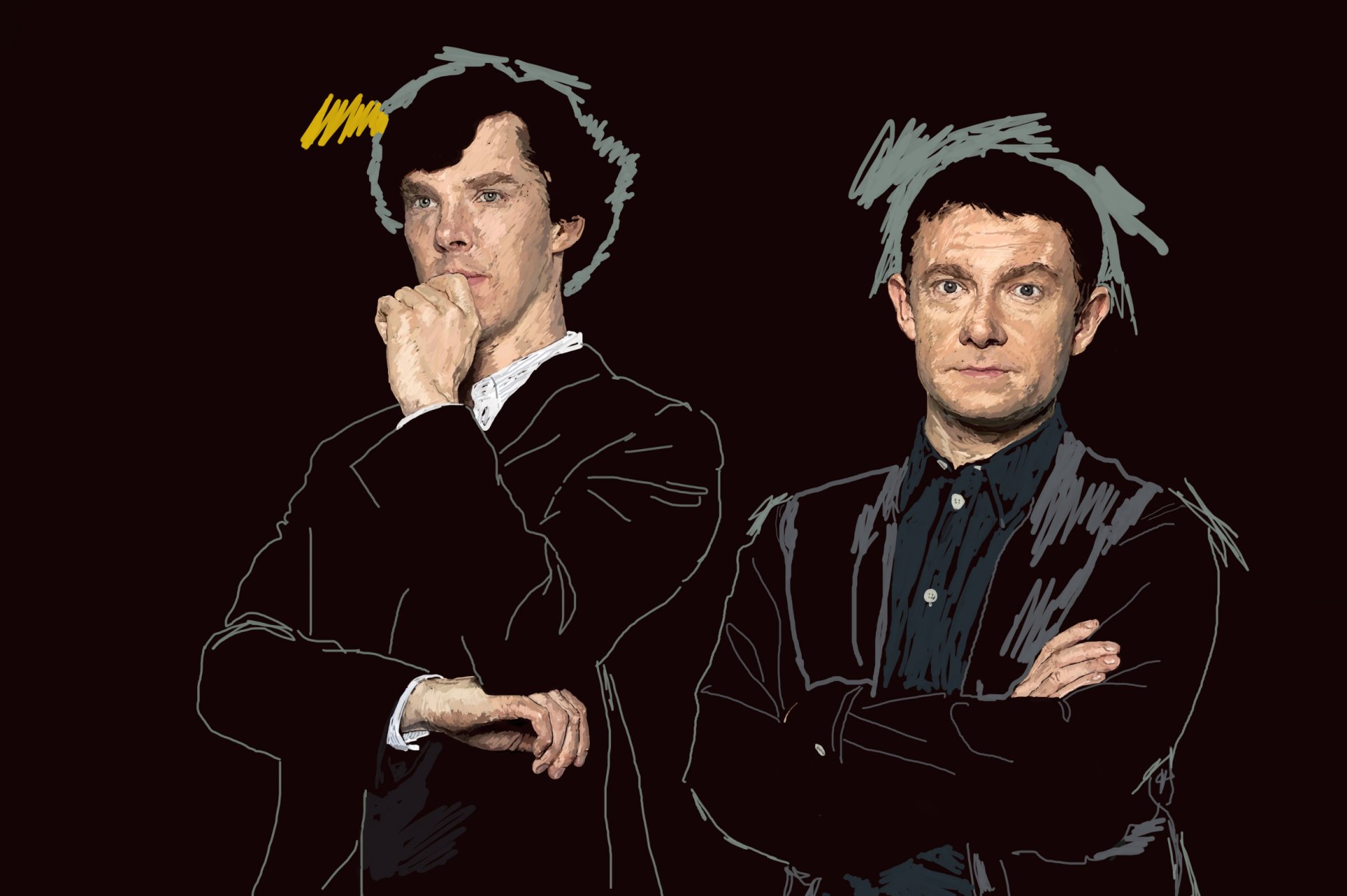 Download Martin Freeman Benedict Cumberbatch TV Show Sherlock (TV Series) HD Wallpaper