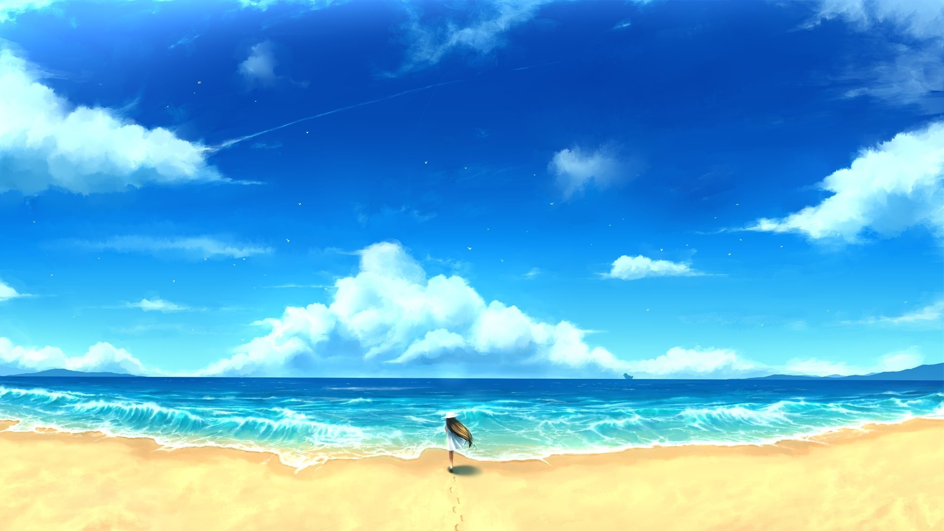 Anime Girl Beach Resort Wallpaper 4K HD PC 970h