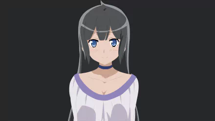 Hestia (DanMachi) — Is It Wrong to Try to Pick Up Girls in a Dungeon? anime 8K Ultra HD PC wallpaper: frontal portrait, long dark hair, blue eyes, white dress, choker.