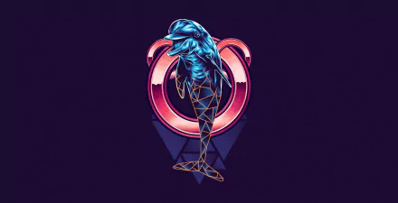 retrowave dolphin Animal artistic HD Desktop Wallpaper | Background Image