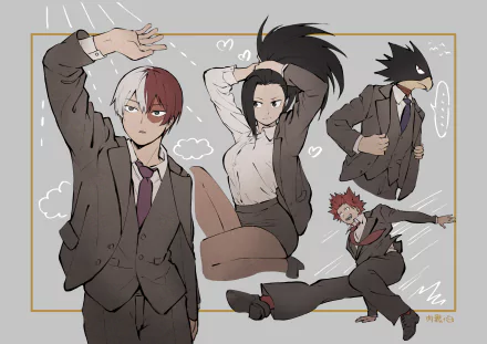 Fumikage Tokoyami Eijiro Kirishima Momo Yaoyorozu Shoto Todoroki Anime My Hero Academia HD Desktop Wallpaper | Background Image