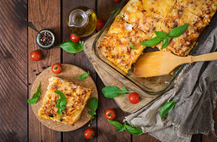 still life food lasagna HD Desktop Wallpaper | Background Image